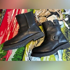 Harley-Davidson Black Leather Steel-Toe Harness Riding Boots Men's 10.5
